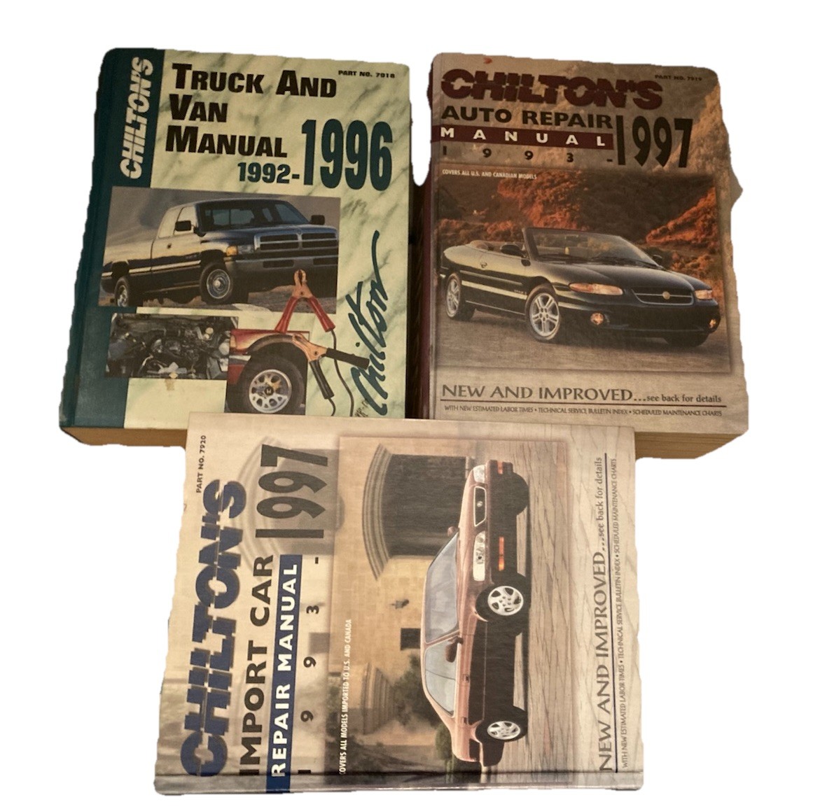 Lot of 8 Chilton Auto Repair Manuals Hardcover VTG 90s Ex-Library – ACCEPTABLE