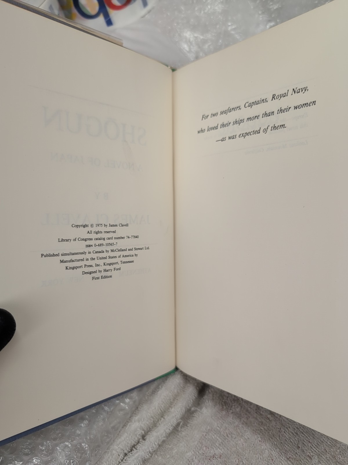 🥇True 1st SHOGUN by James Clavell (1975 Atheneum) 1st Printing + Custom Mylar!!
