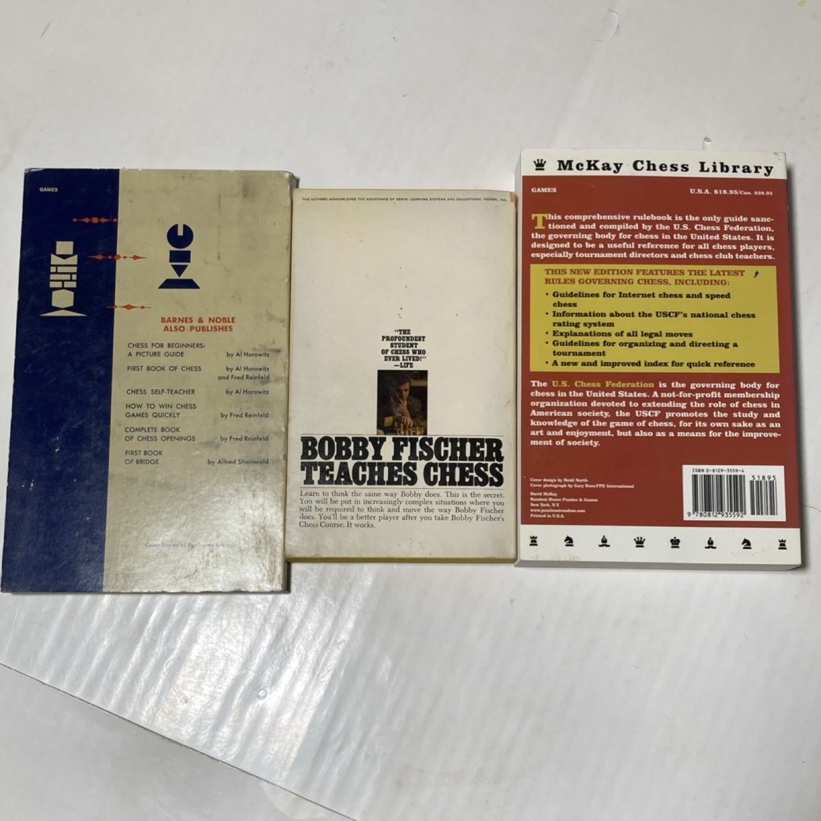 Vintage Chess Book Lot: Attack & Counterattack, Bobby Fischer, US Rules 5th Ed