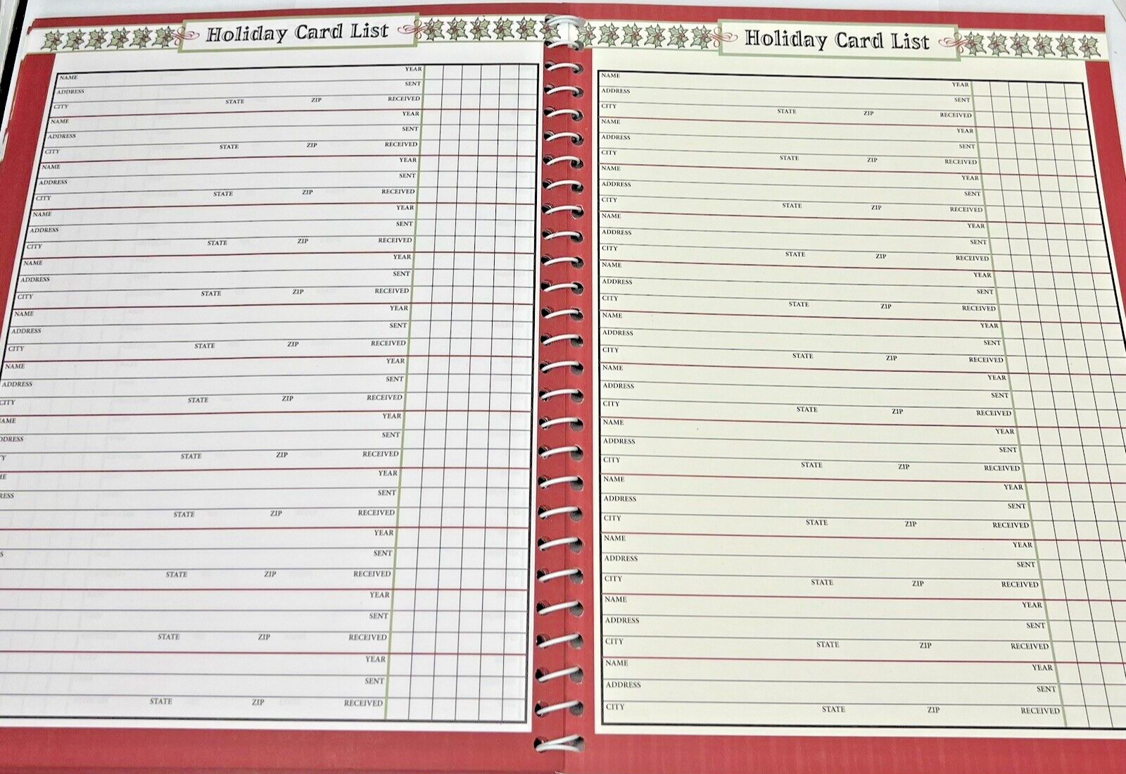Holiday Memories Christmas Planner Organizer NEW Pockets 7 Years Card List