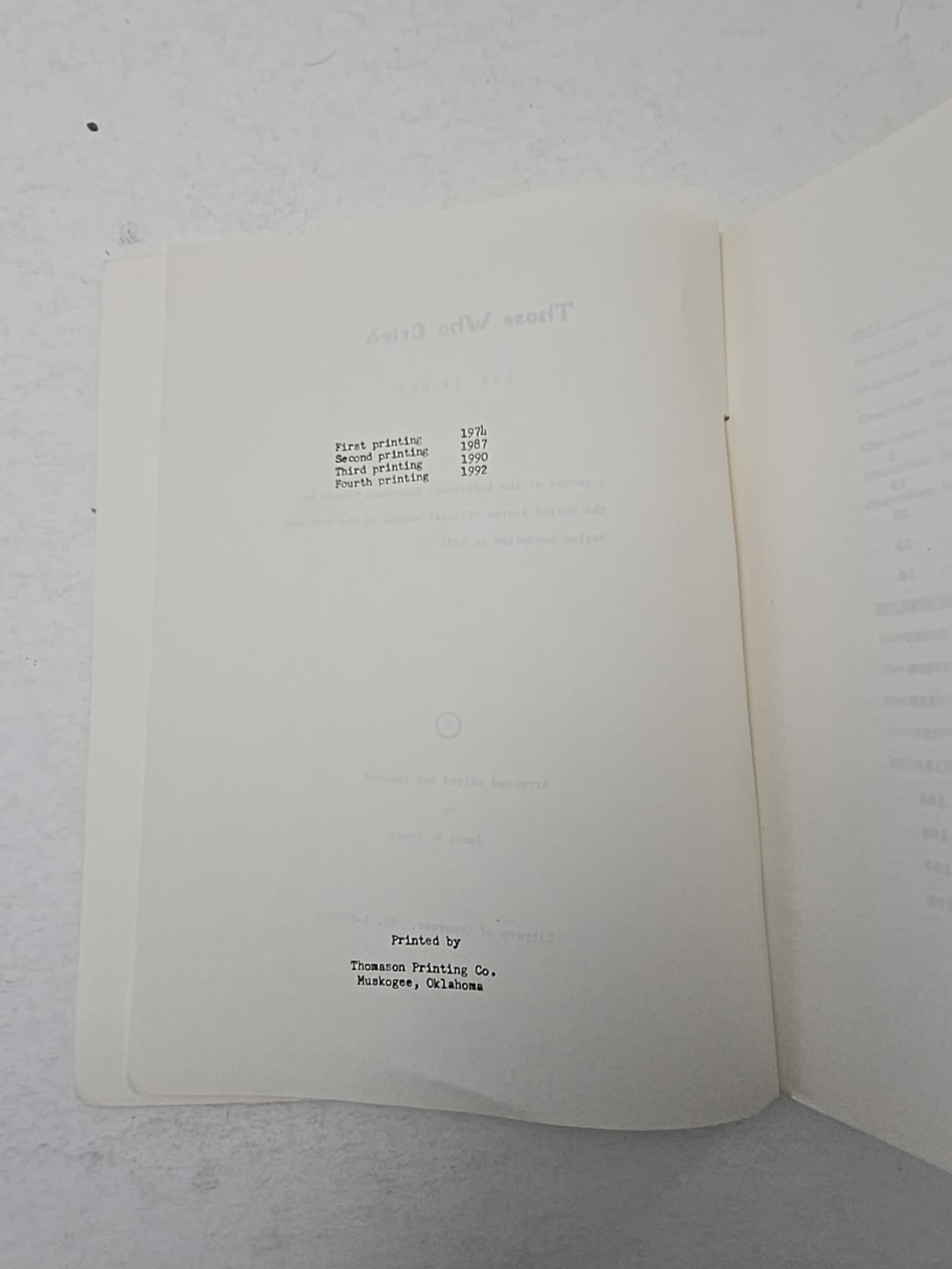 Those Who Cried The 16000 1983 Census of The Cherokee Nation of the U.S. Book