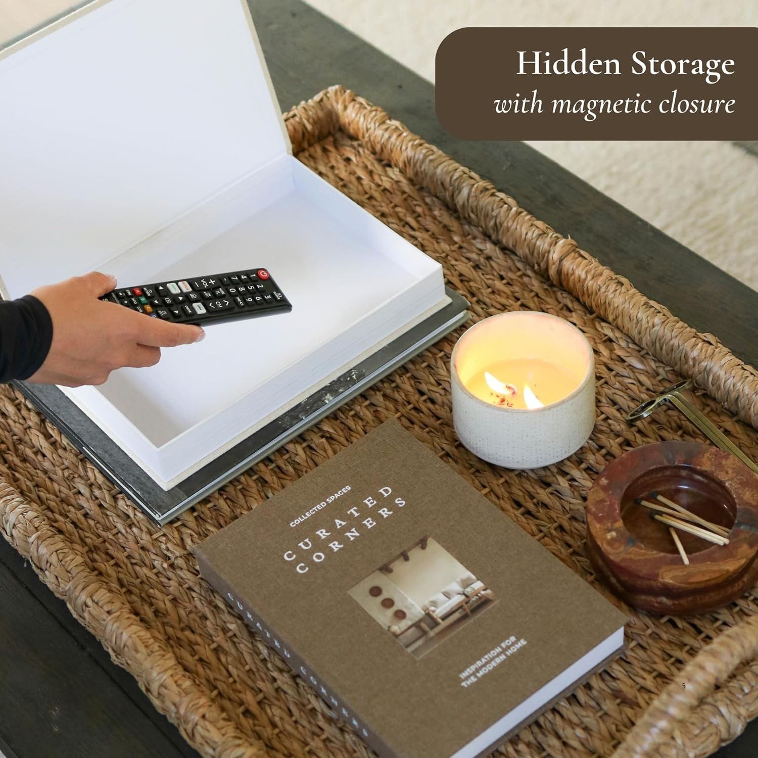 Chic Decorative Book Set with Storage – 2 Linen Covers for Home Styling