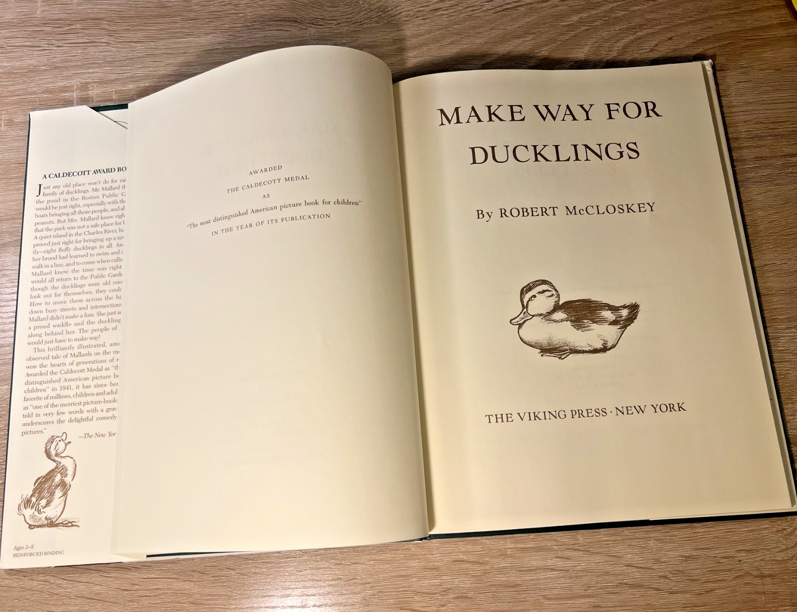Make Way for Ducklings Robert McCloskey Hardcover Book 1941 Modern Reprint