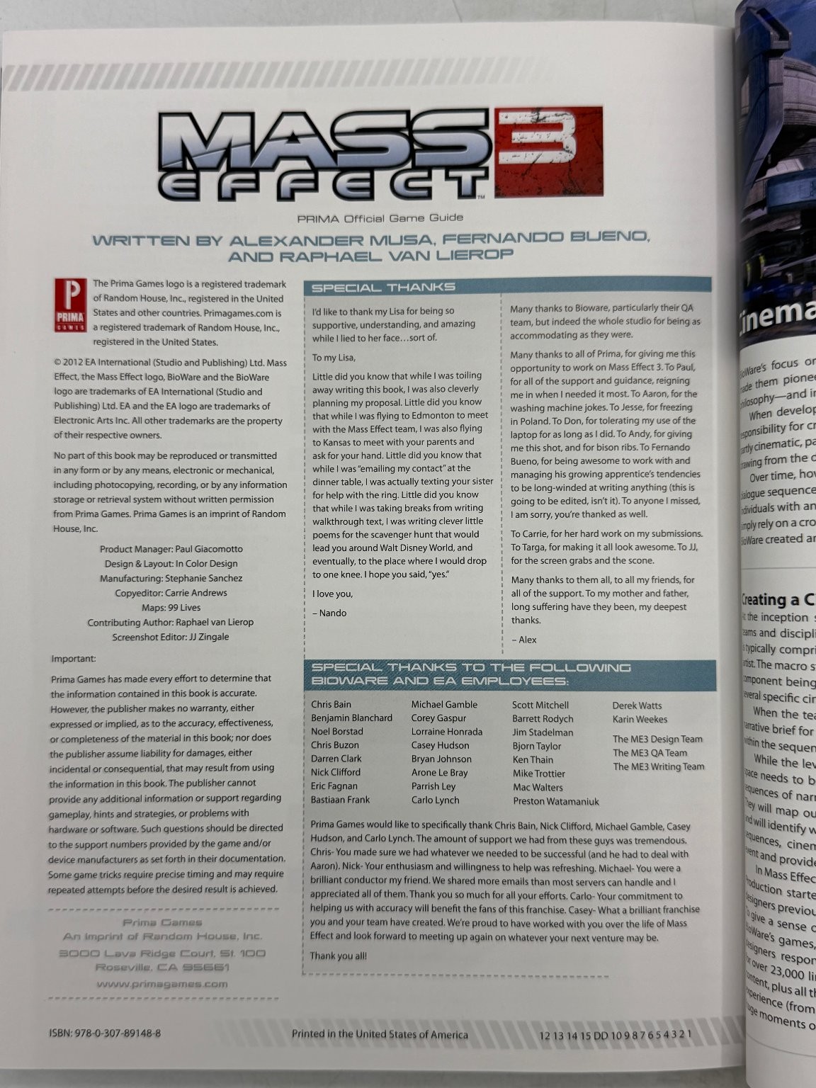 Mass Effect 3 Official Game Guide Collector’s Edition Prima Games 2012