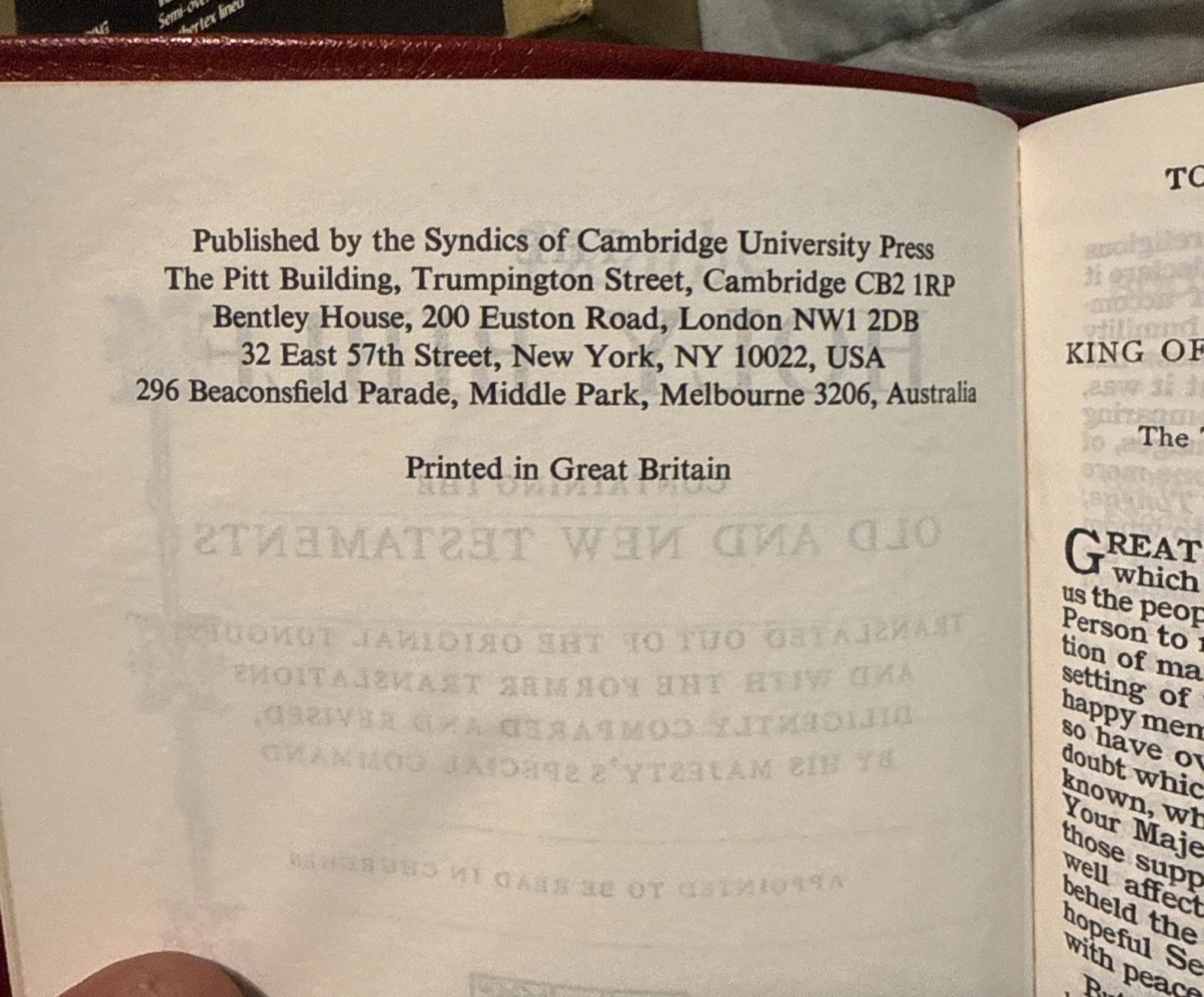 Vtg Cambridge Bible King James Calfskin Red Letter 73xrl Burgundy EUC