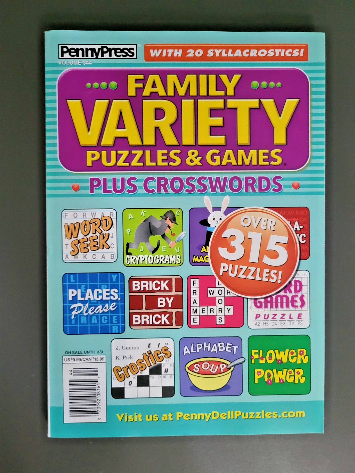 Lot of 2 Family Variety Puzzles & Games & 1 Book With Crosswords by Penny Press