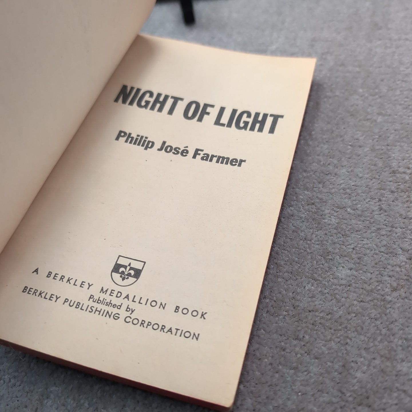 Night of Light (Berkley Books 1966) Philip Jose Farmer, PB, J35 Vtg