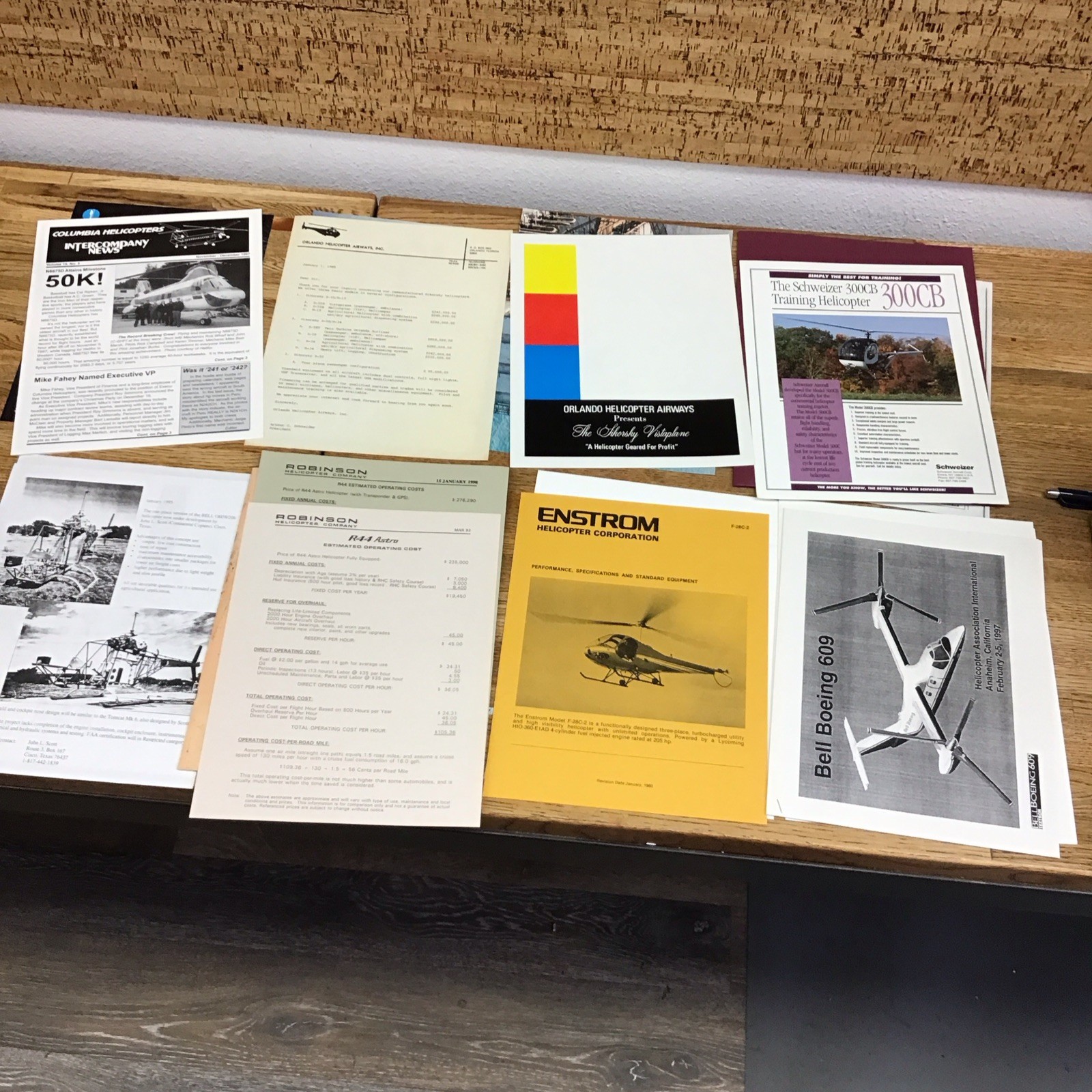 Misc. HELICOPTER Lot Original Ads PROMO Photos Specs NEWS Etc. – LL5.58