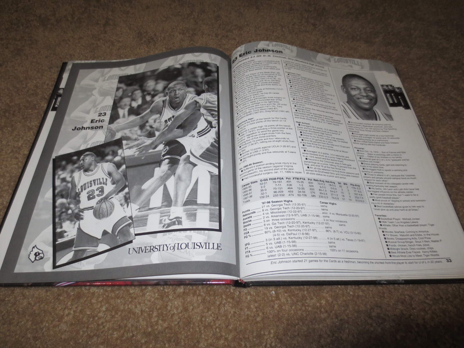 Louisville Cardinals 1998-1999 Basketball Hard Cover Program 164 pages