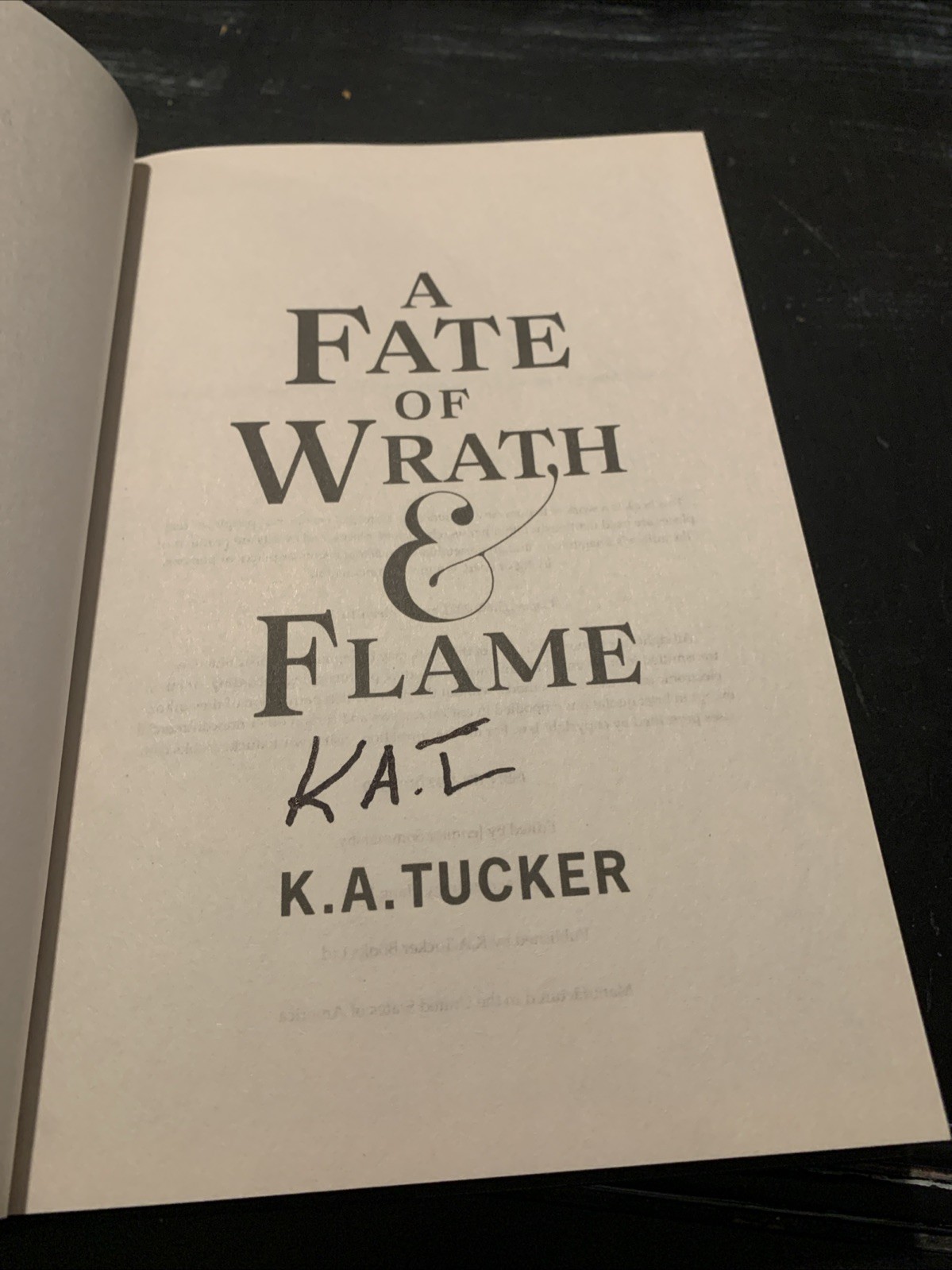 Fate of Wrath and Flame by K. A. Tucker (2023, Hardcover) Hand Signed