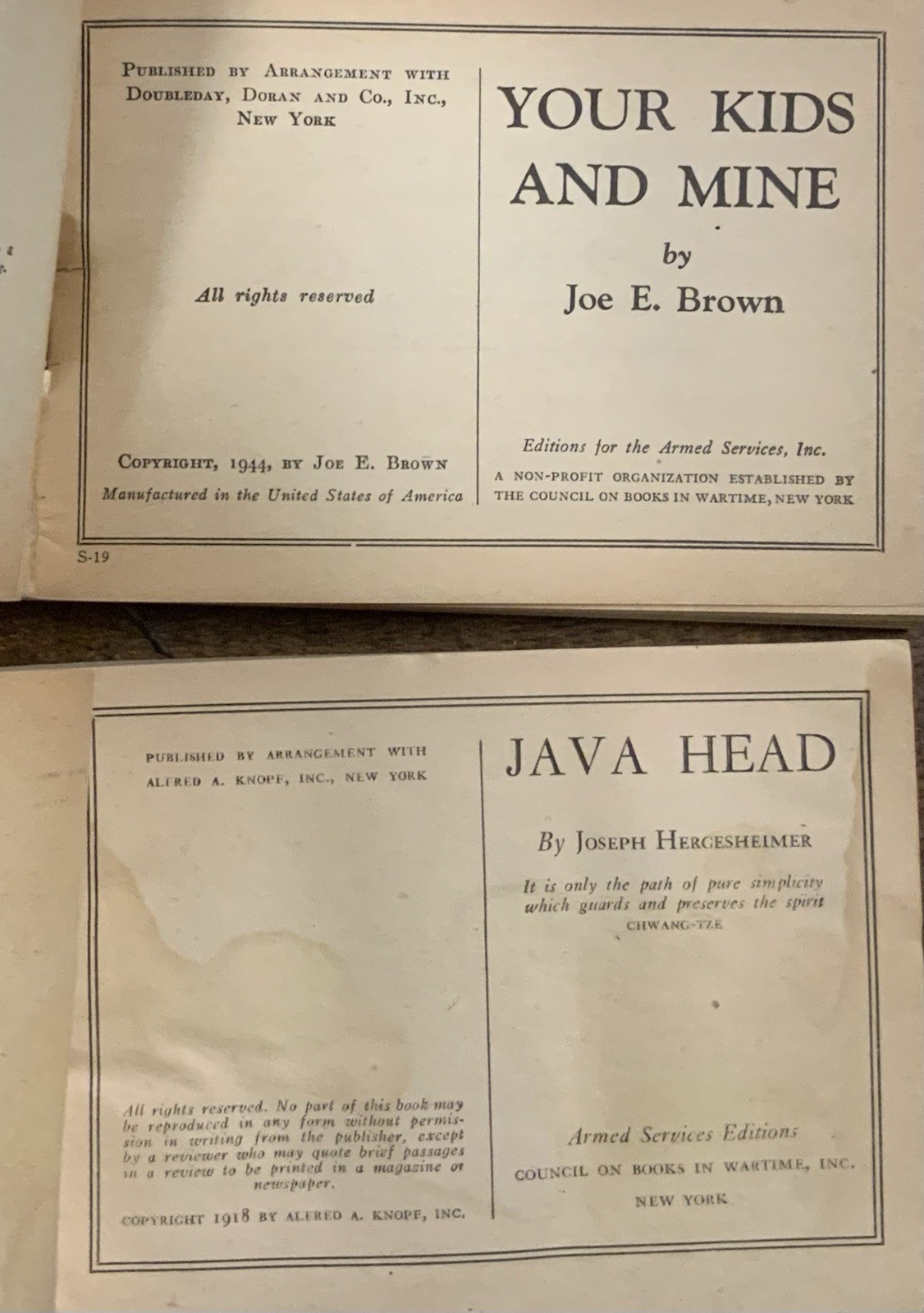 ARMED SERVICES EDITION Books, Lot of 4, WW II ERA, Misc. Authors