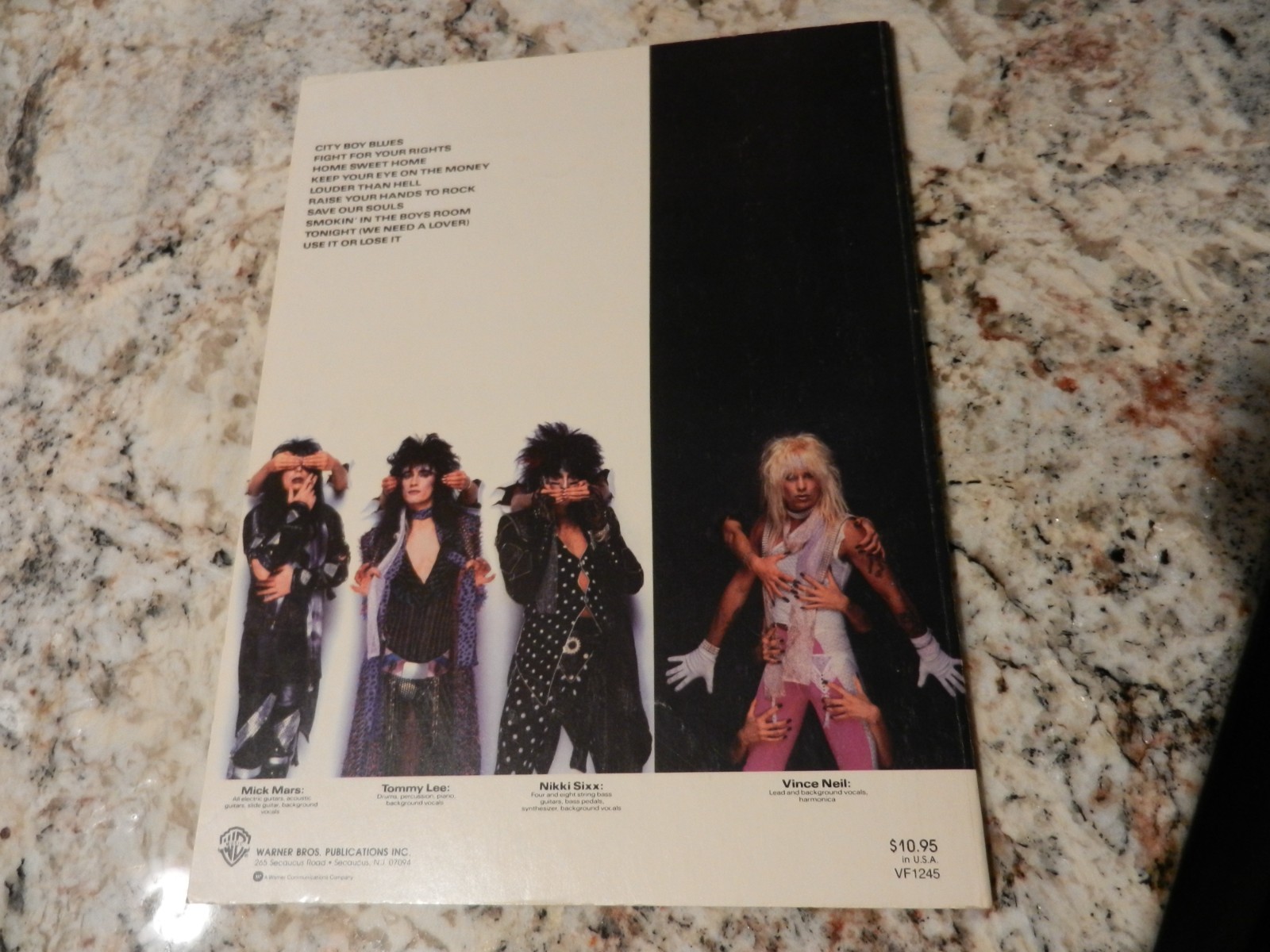MOTLEY CRUE 1985 Theatre of Pain SONGBOOK Nikki Sixx Mick Mars Tommy Lee METAL
