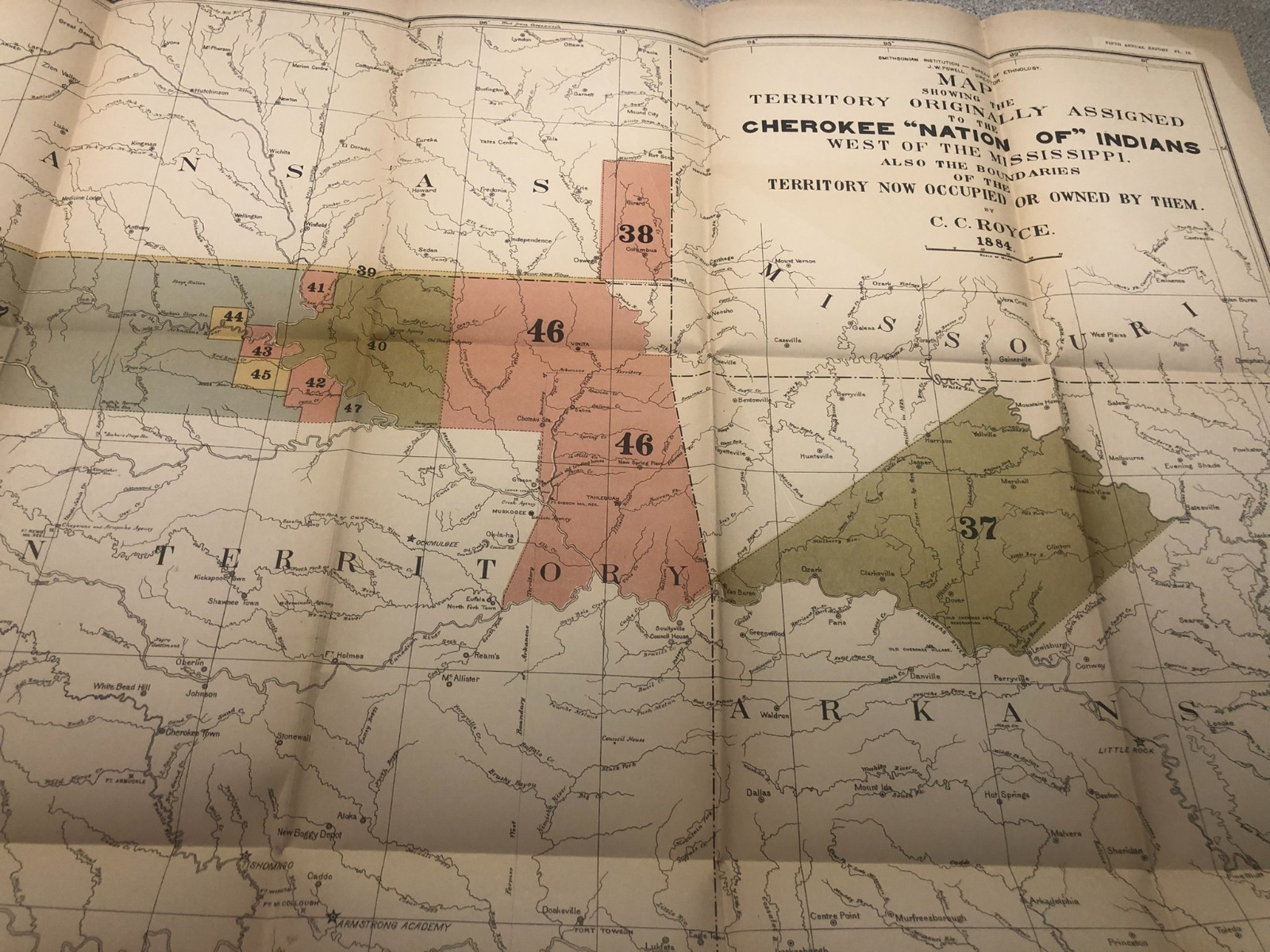 Smithsonian 5th Annual Ethnology 1883-1884 Burial Mounds, Cherokee Nation Maps