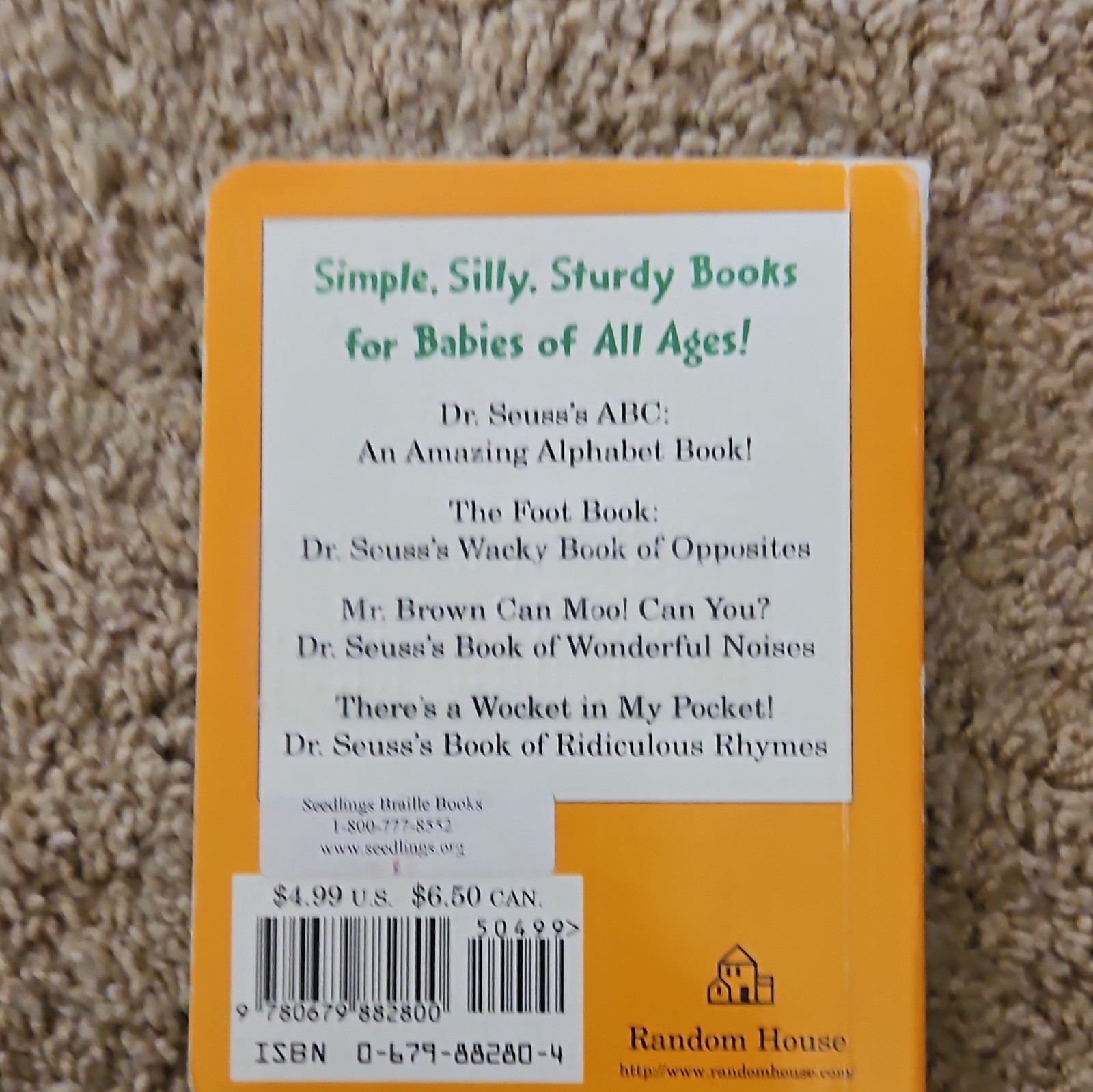 The Foot Book by Dr. Seuss Board Book Random House Ages 0-3 Bright & Early Illus