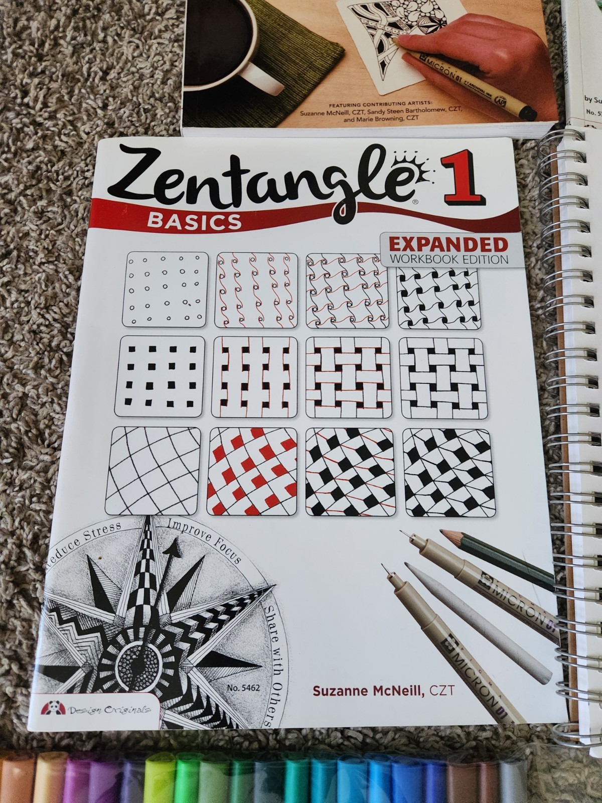 3 Zentangle Coloring Work books. 2 Sketch Books, 30 Color Dual Brush Pens