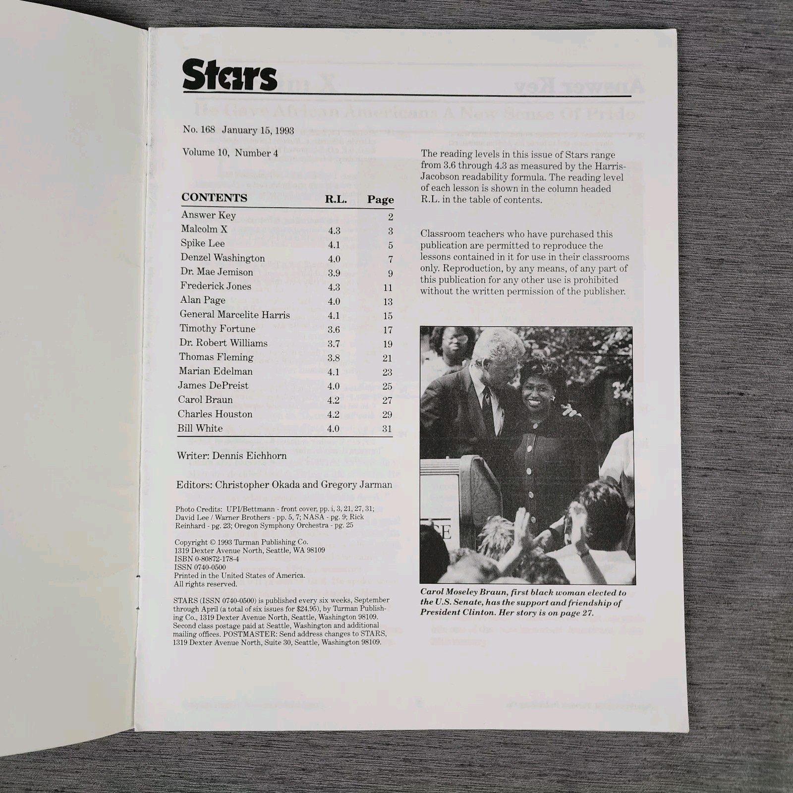 Stars Black History Book Reproducible #168 Malcolm X Denzel Washington Spike Lee