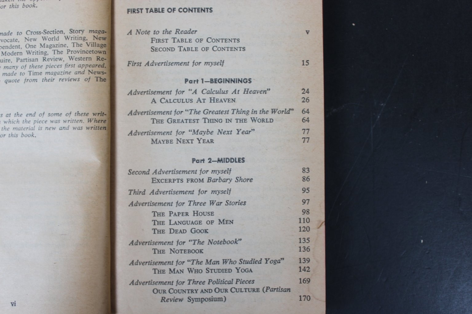 Advertisements for Myself Norman Mailer 1960 First Printing Signet Book Literary