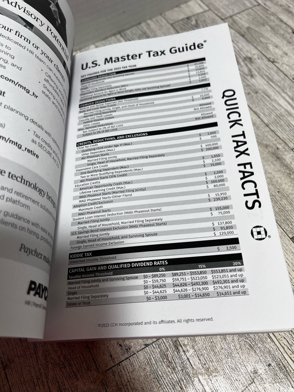 U.S. Master Tax Guide 2024 Wolters Kluwer Paychex 107th Edition 9780808058823