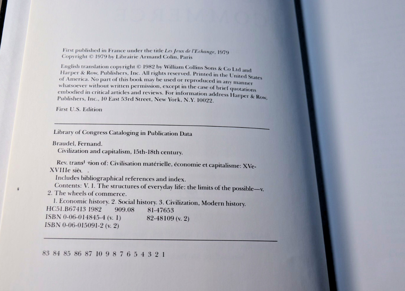 FERNAND BRAUDEL Civilization & Capitalism 15th-18th Century 2-Volumes First Edit