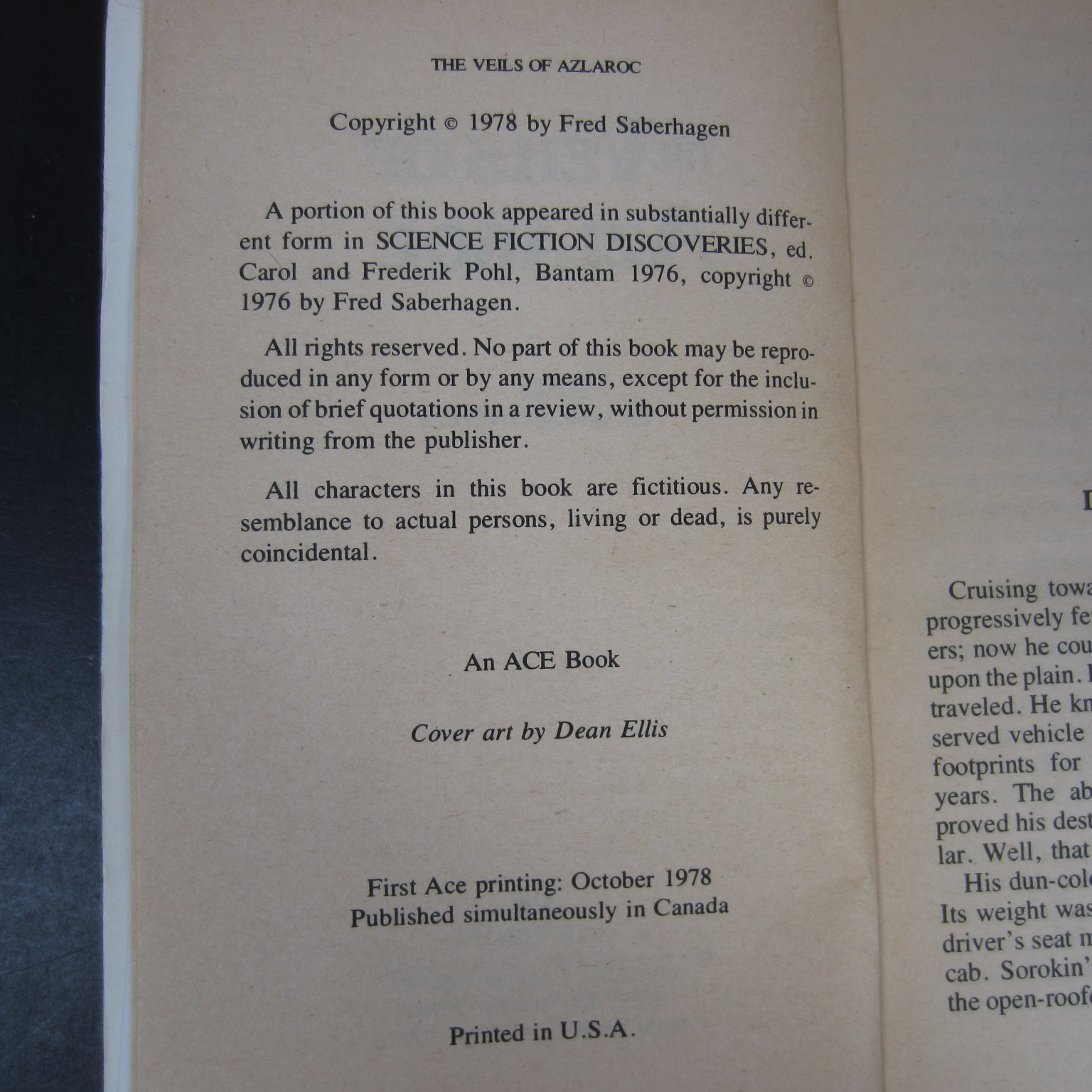 The Veils of Azlaroc Fred Saberhagen 1978 First Ace Printing Science Fiction PB