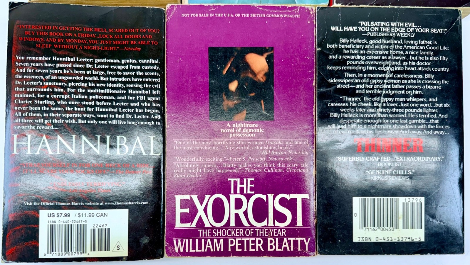Horror Book Lot of 9 Exorcist Jaws Cult Hannibal Misery Sirens Cujo Pet Sematary