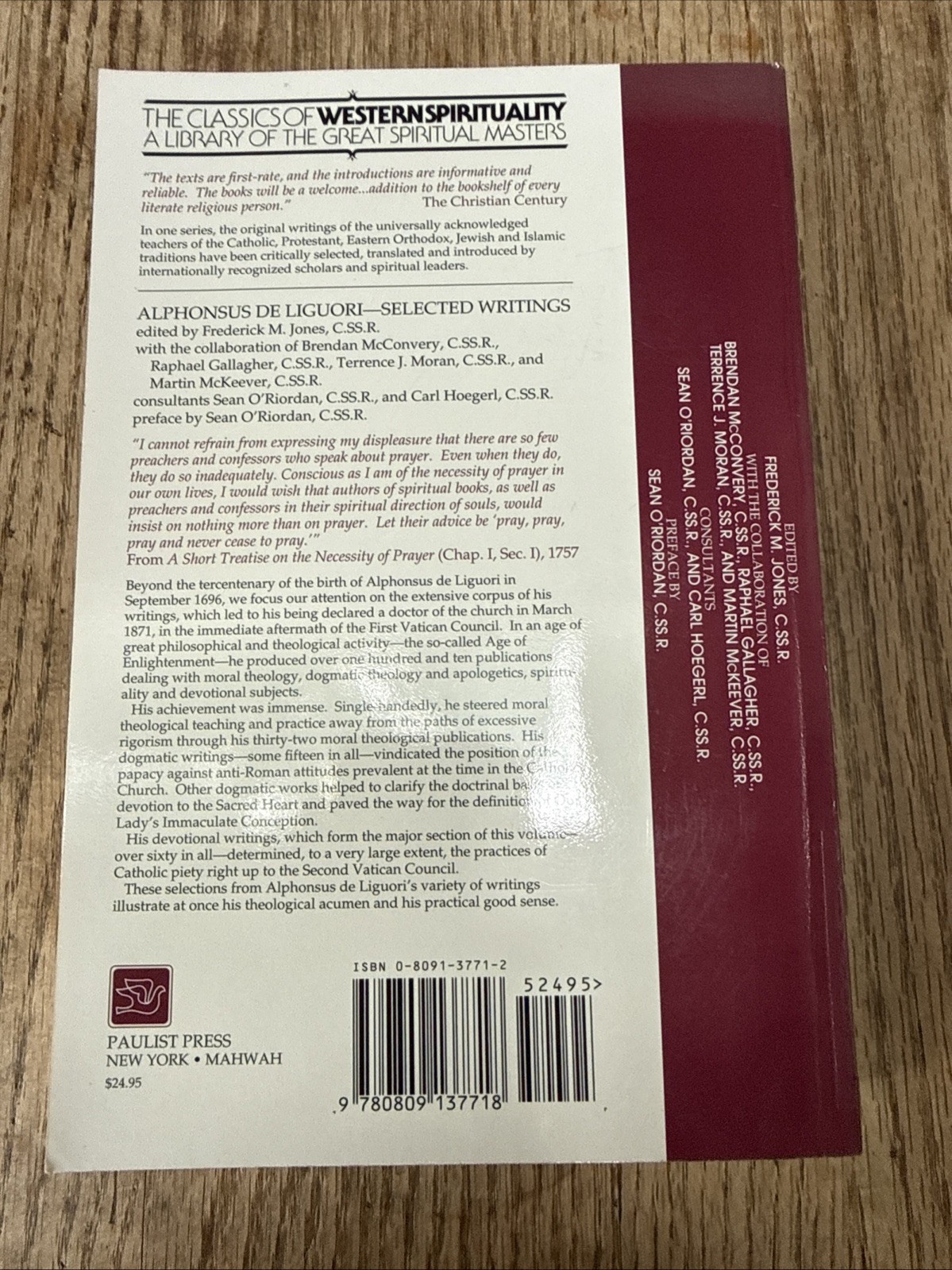 Alphonsus de Liguori : Selected Writings by Frederick M. Jones (1999, Trade…