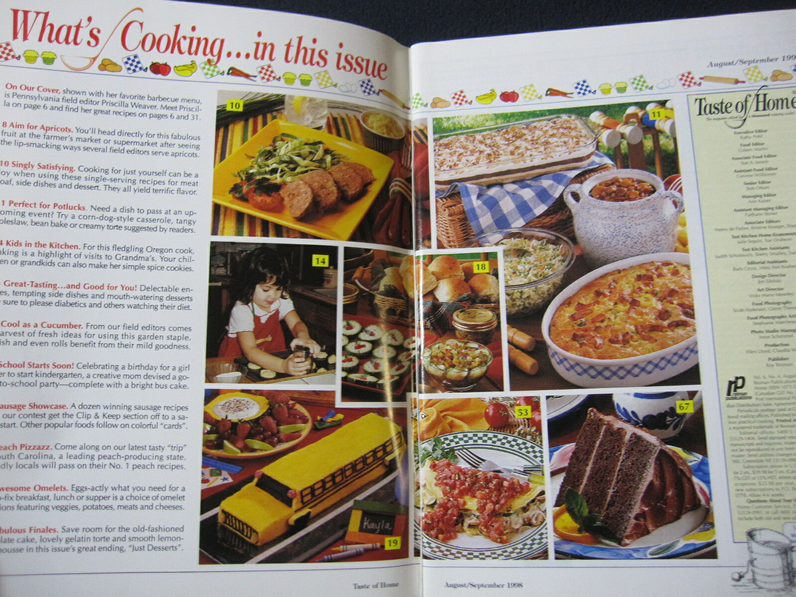 Taste of Home August / September 1998 [Single Issue Magazine] Kathy Pohl
