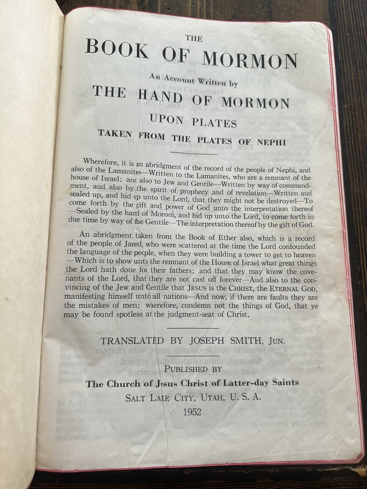 1952 Large Print Black Leather LDS Triple Scriptures 9-1/2” X 6-1/4”
