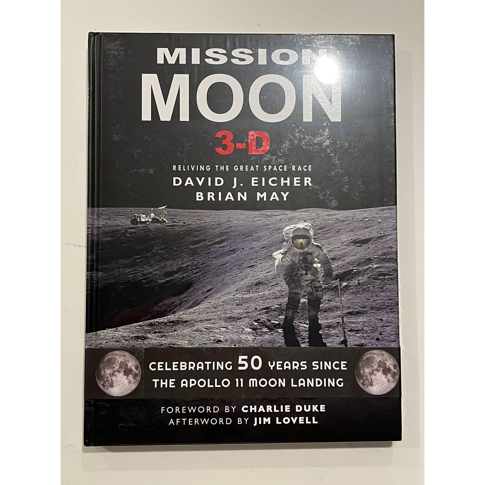 Brian May Signed Book David Eicher Mission Moon 3-D Stereo Autographed