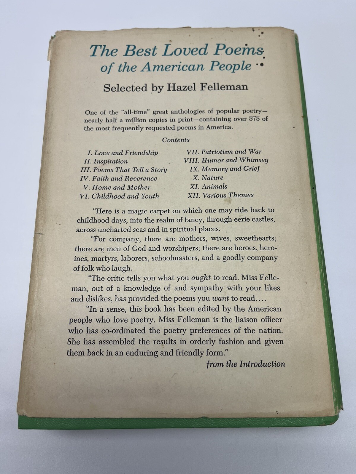 The Best Loved Poems of the American People by Hazel Felleman, 1936 BCE, HCDJ