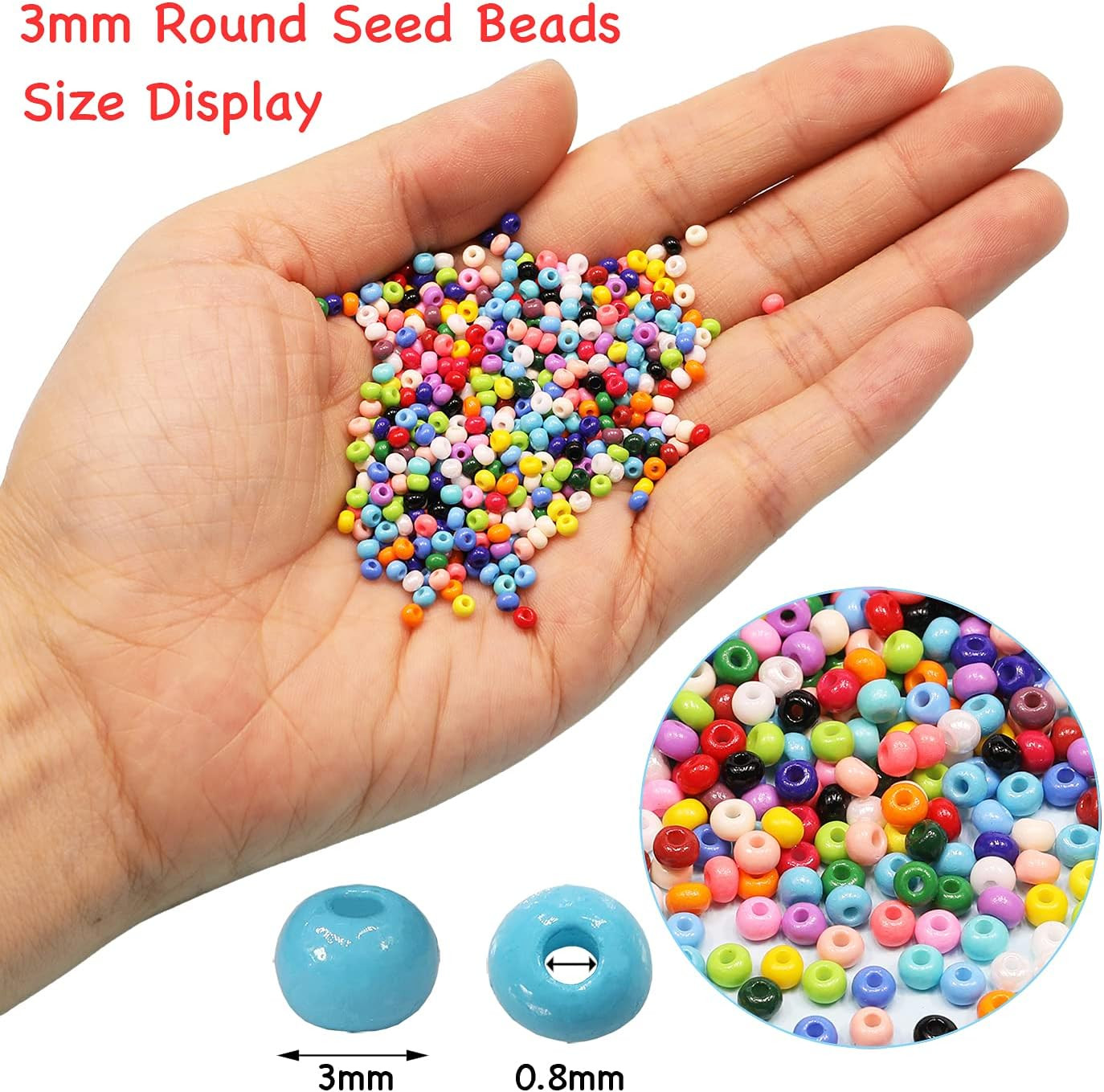 Size 3Mm Seed Beads about 8400Pcs in Box, 8/0 round Glass Seed Beads for Making