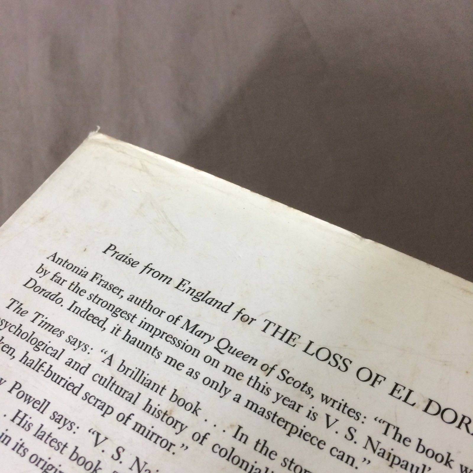 The Loss Of El Dorado A History V S Naipaul 1970 First American Edition with DJ