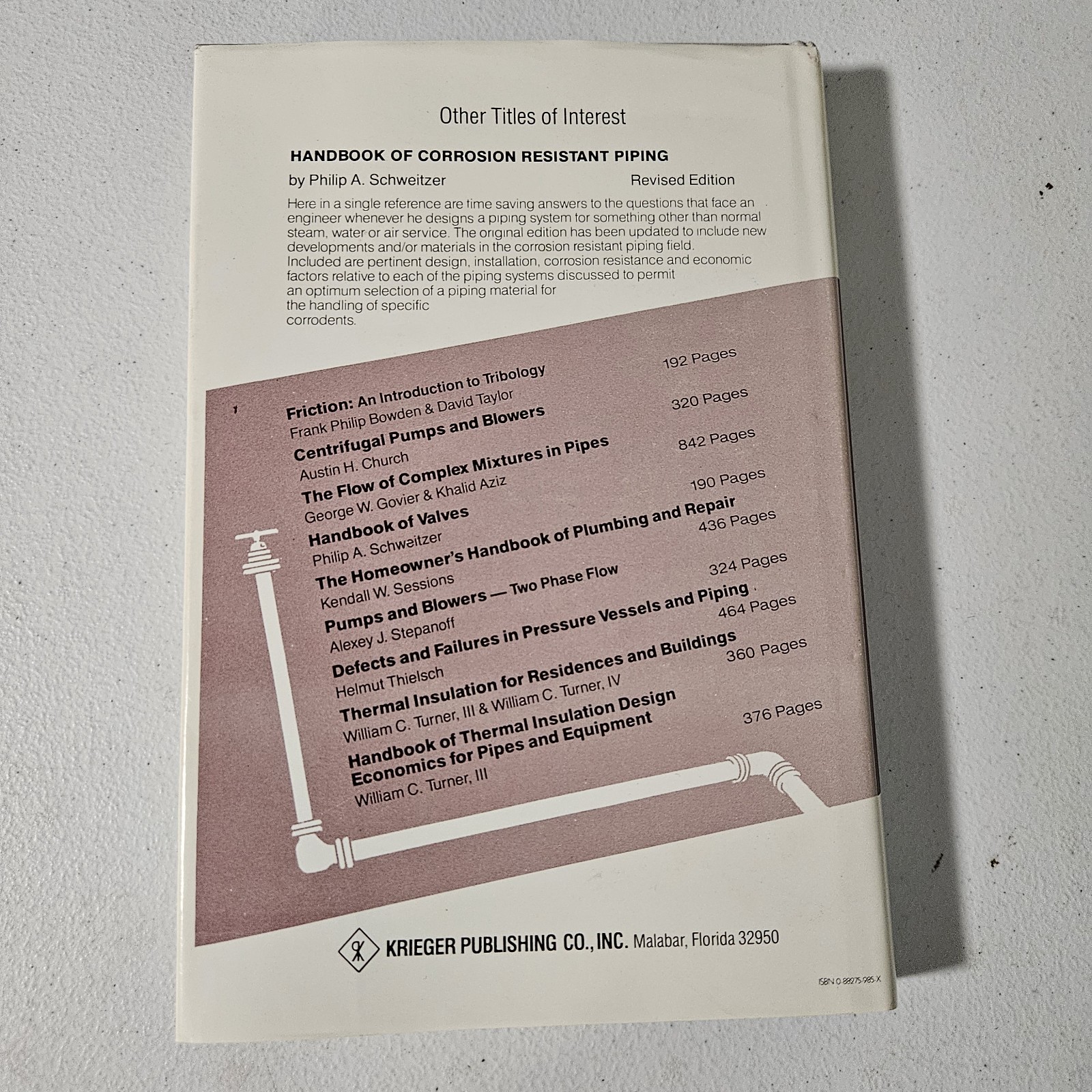 Underground Piping Handbook, Lawrence Peggs, 1985, 1st Edition, HC,