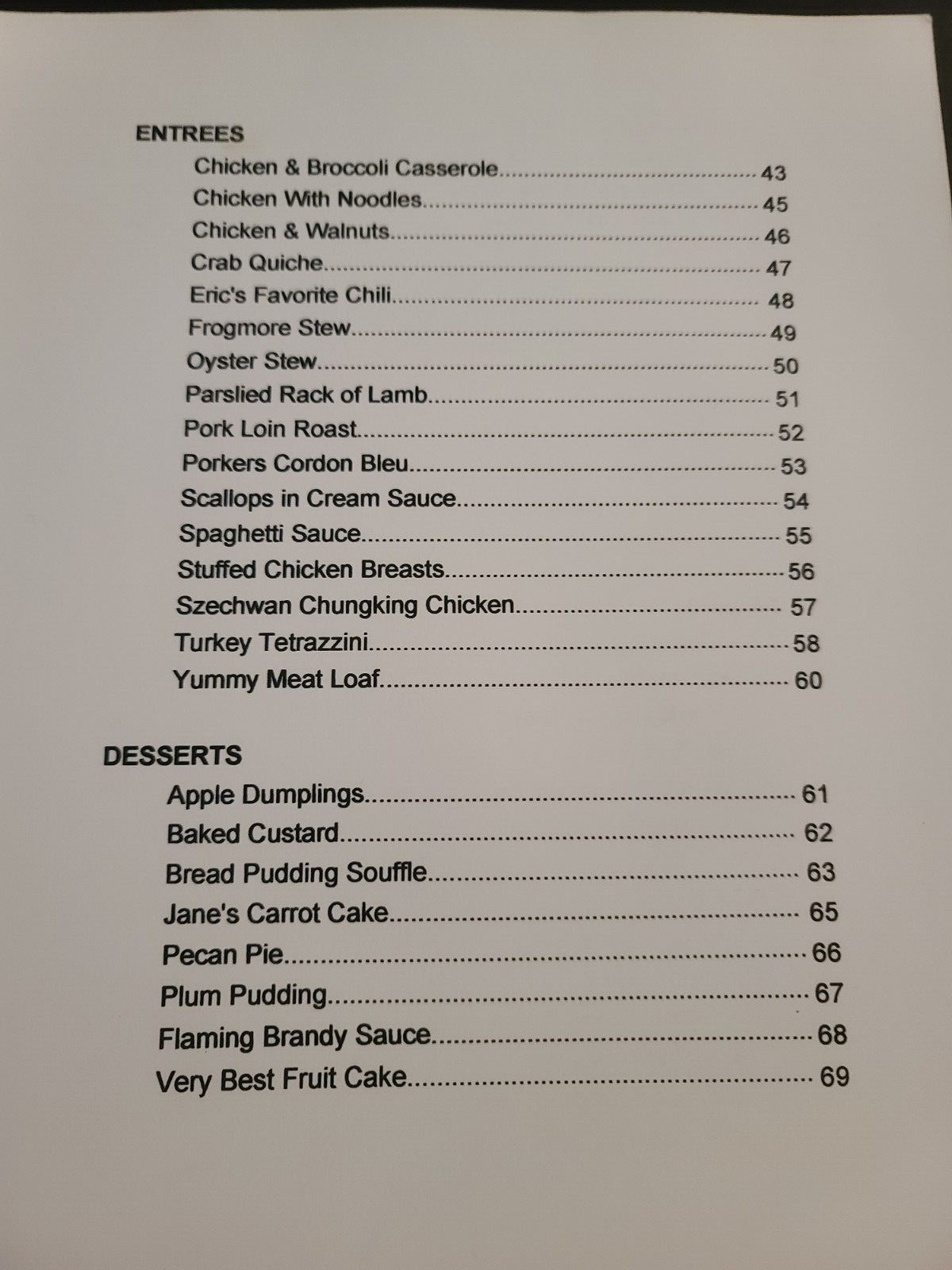 Eric & Nancy’s Favorite Recipes Cookbook 74 Pages