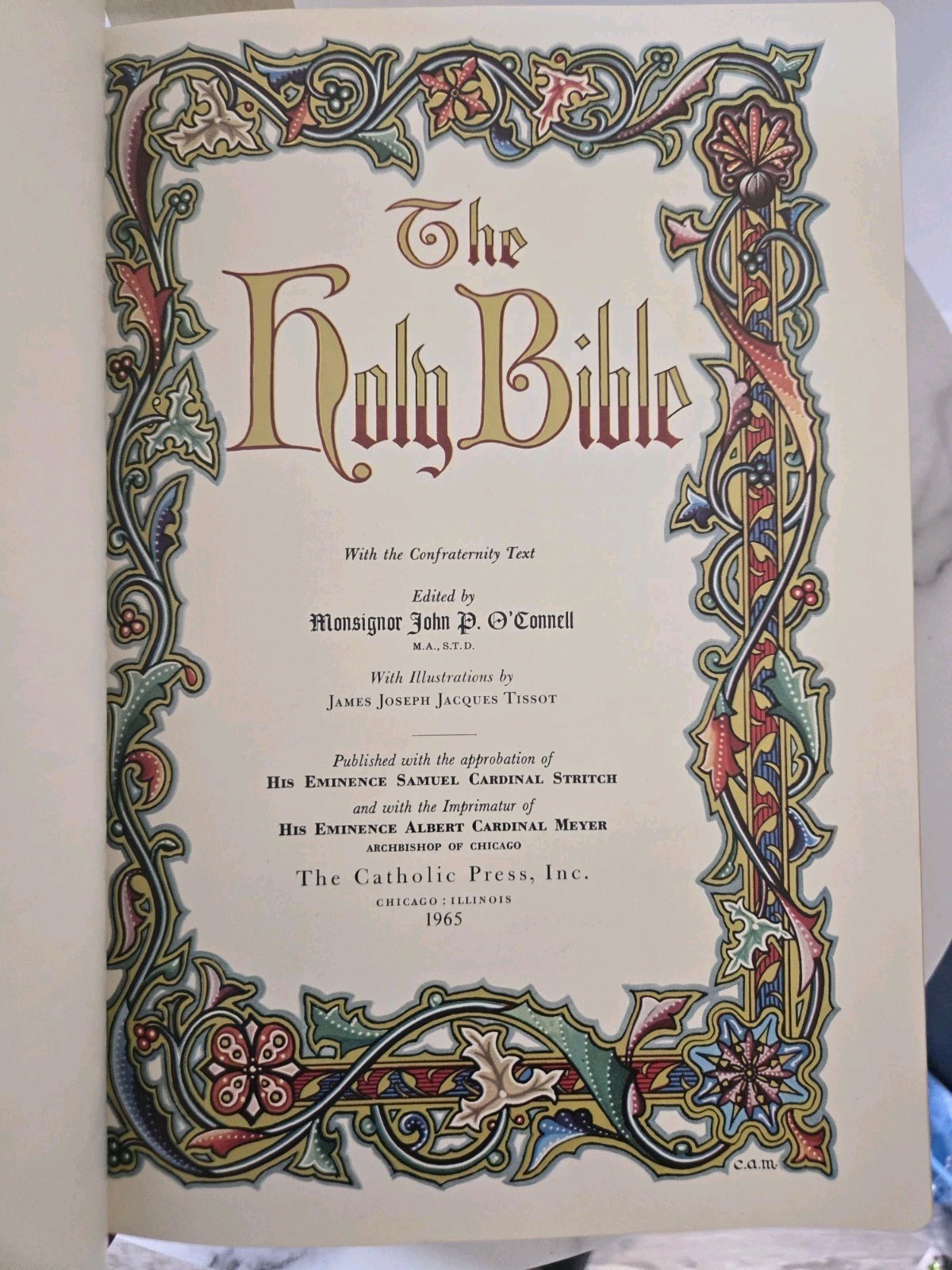 The Holy Bible Holy Angels Edition 1965 The Catholic Press Red Vintage Antique