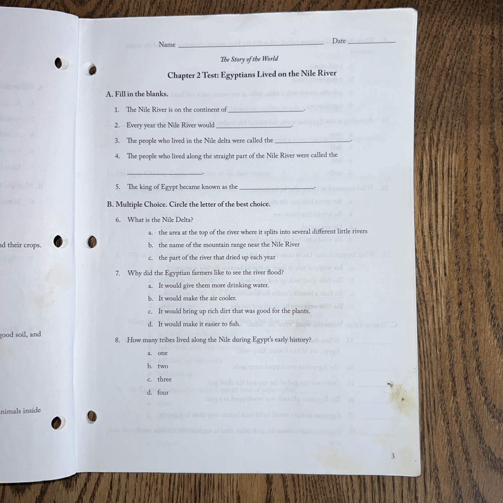 Story of the World Ancient Times, Volume 1, Set, Activity Book, Test Answer Key