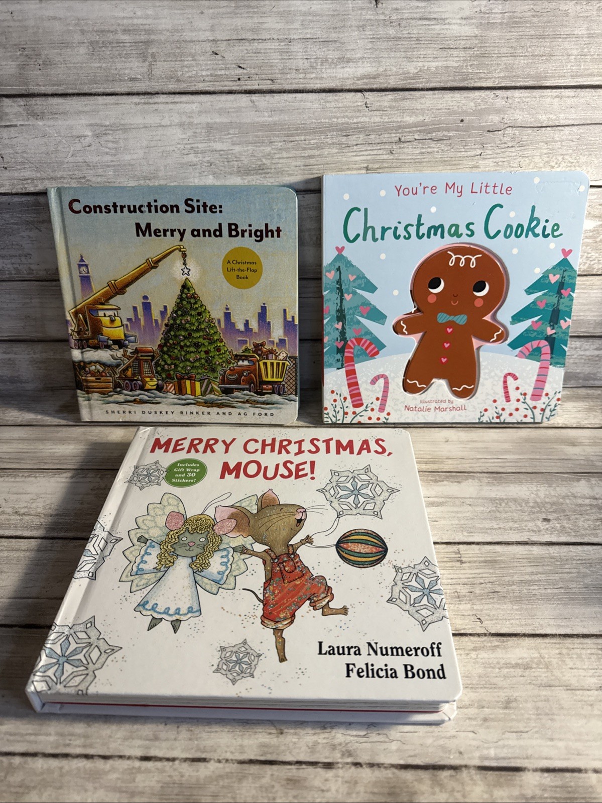 NEW! Lot Of 3 Christmas Touch Feel Experience Books Christmas Cookie + 2 More