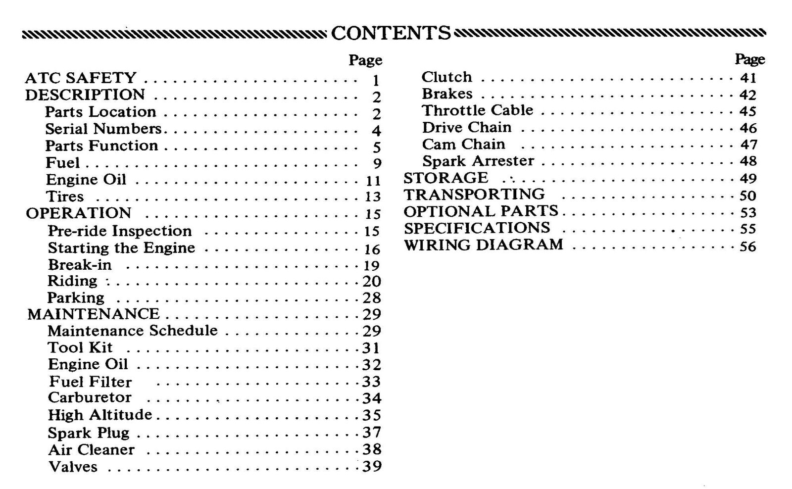 1982 Honda ATC185S Owner’s Manual 59 Pages
