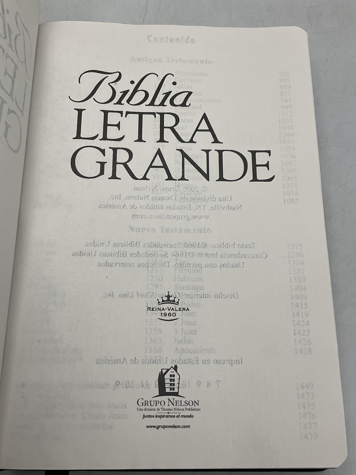 Santa Biblia Grupo Nelson RVR 1960 Black 2006 USA Spanish softcover, good