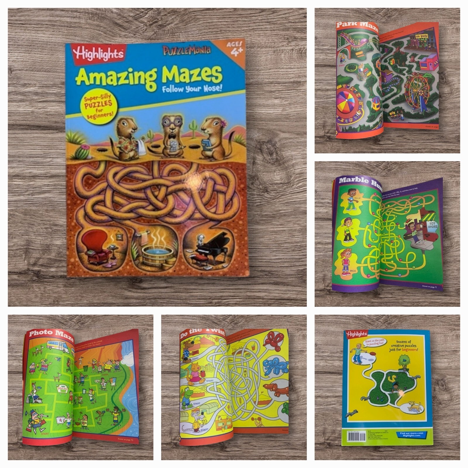 Highlights 6 Book Lot Amazing Mazes, Do You Doodle, PuzzleMania, Hidden Pictures