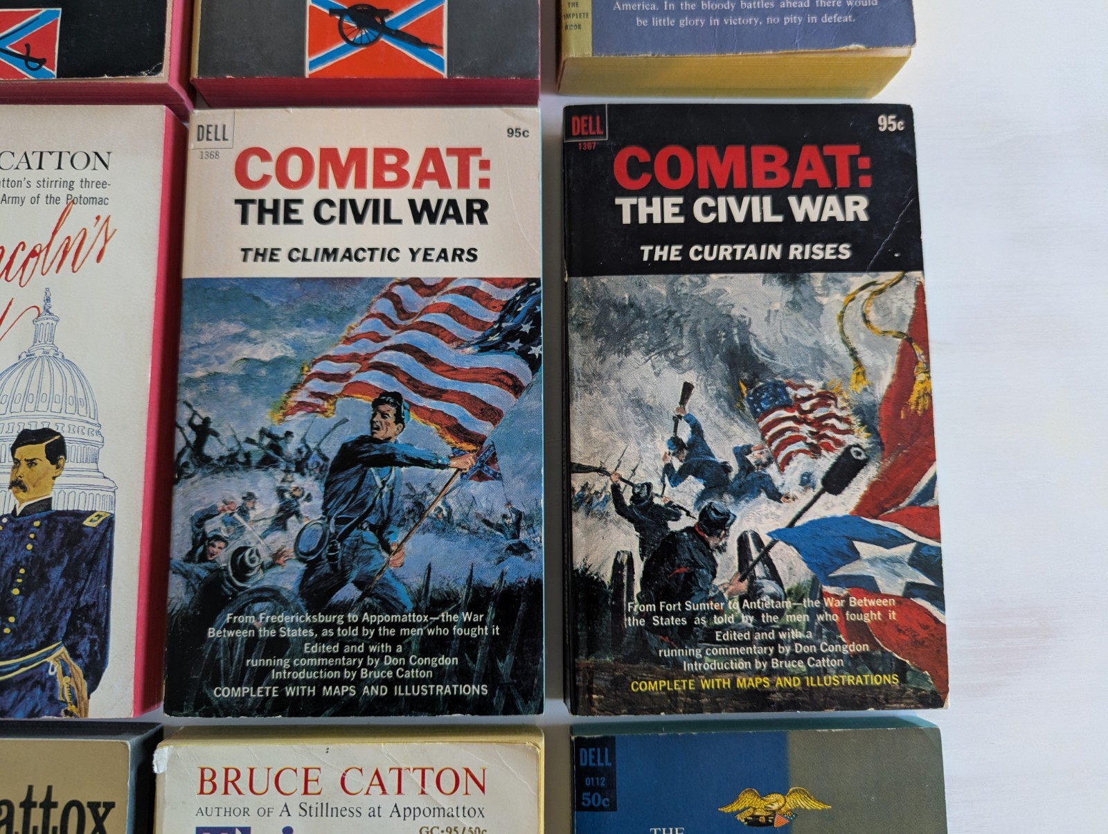 Lot of 12 Vintage Civil War History Paperback Books Bruce Catton Lee Combat Set