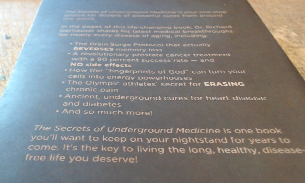 LIKE NEW-The Secrets of Underground Medicine by Dr. Richard Gerhauser MD-Pb