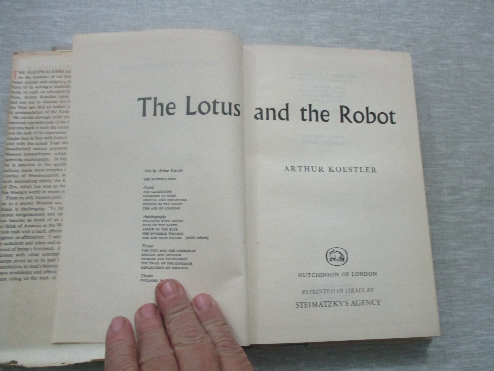 The Lotus & the Robot,Arthur Koestler,h/c,1st Englsih edit.,Israel, 1960. cs2100