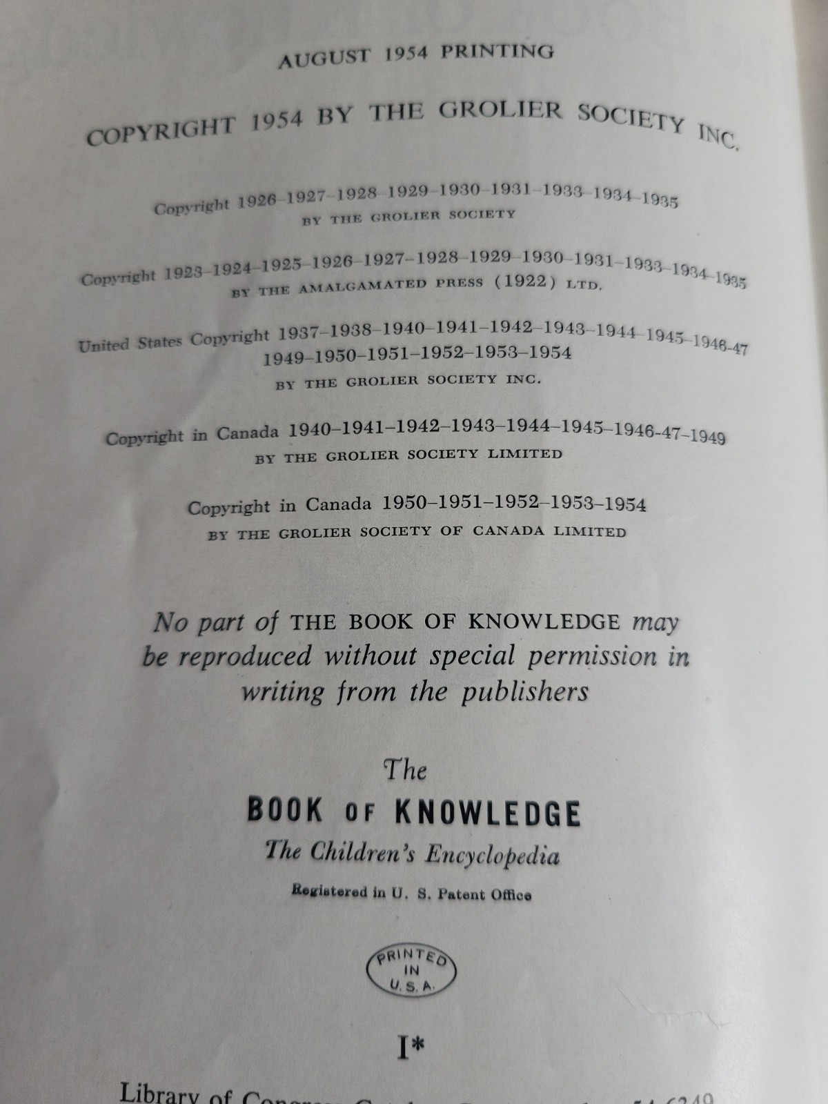 1954 THE BOOK OF KNOWLEDGE Deluxe Master Craft Ed. 20 Volume Set