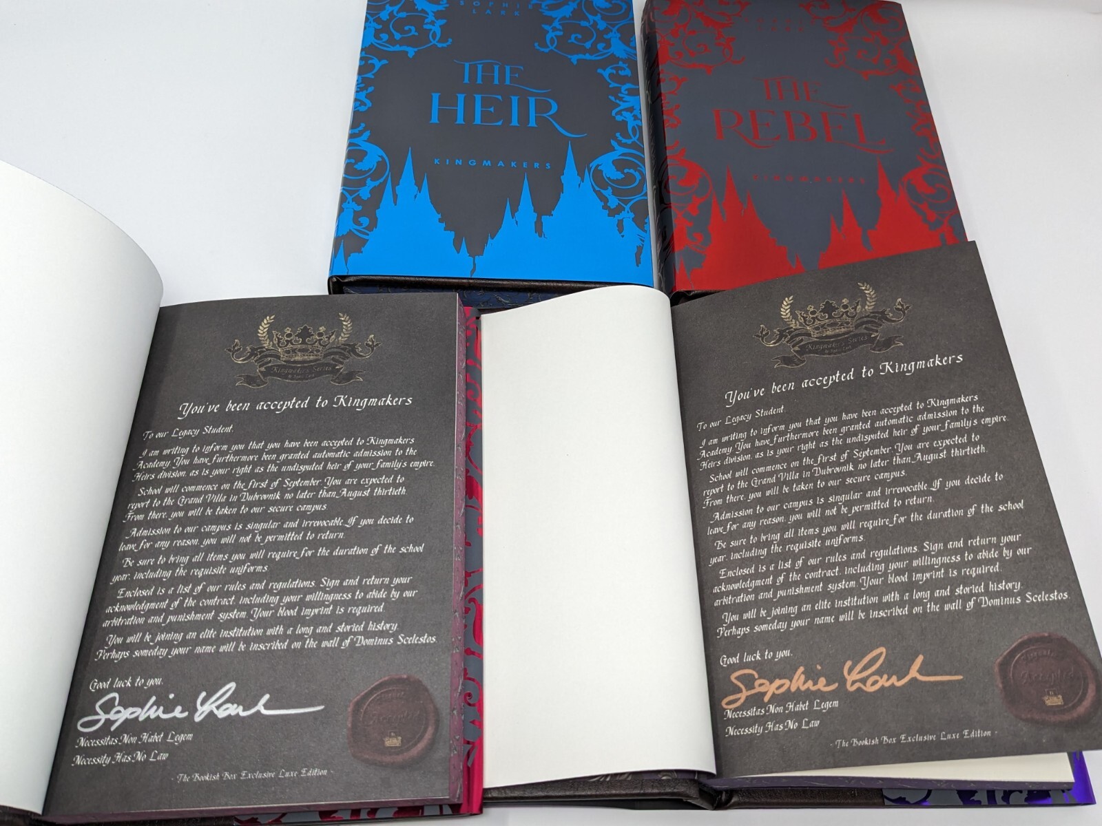 SIGNED Bookish Box Luxe Edition Kingmakers series by Sophie Lark – 4 of 5 books!