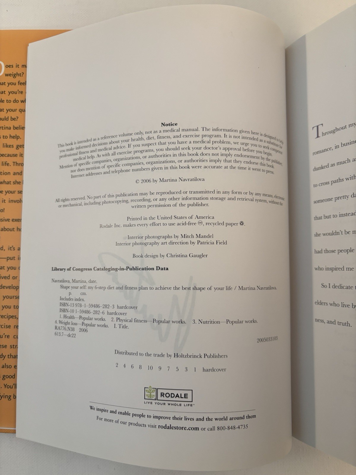 SIGNED Martina Navratilova | Shape Your Self | HC | Fitness Memoir Autograph