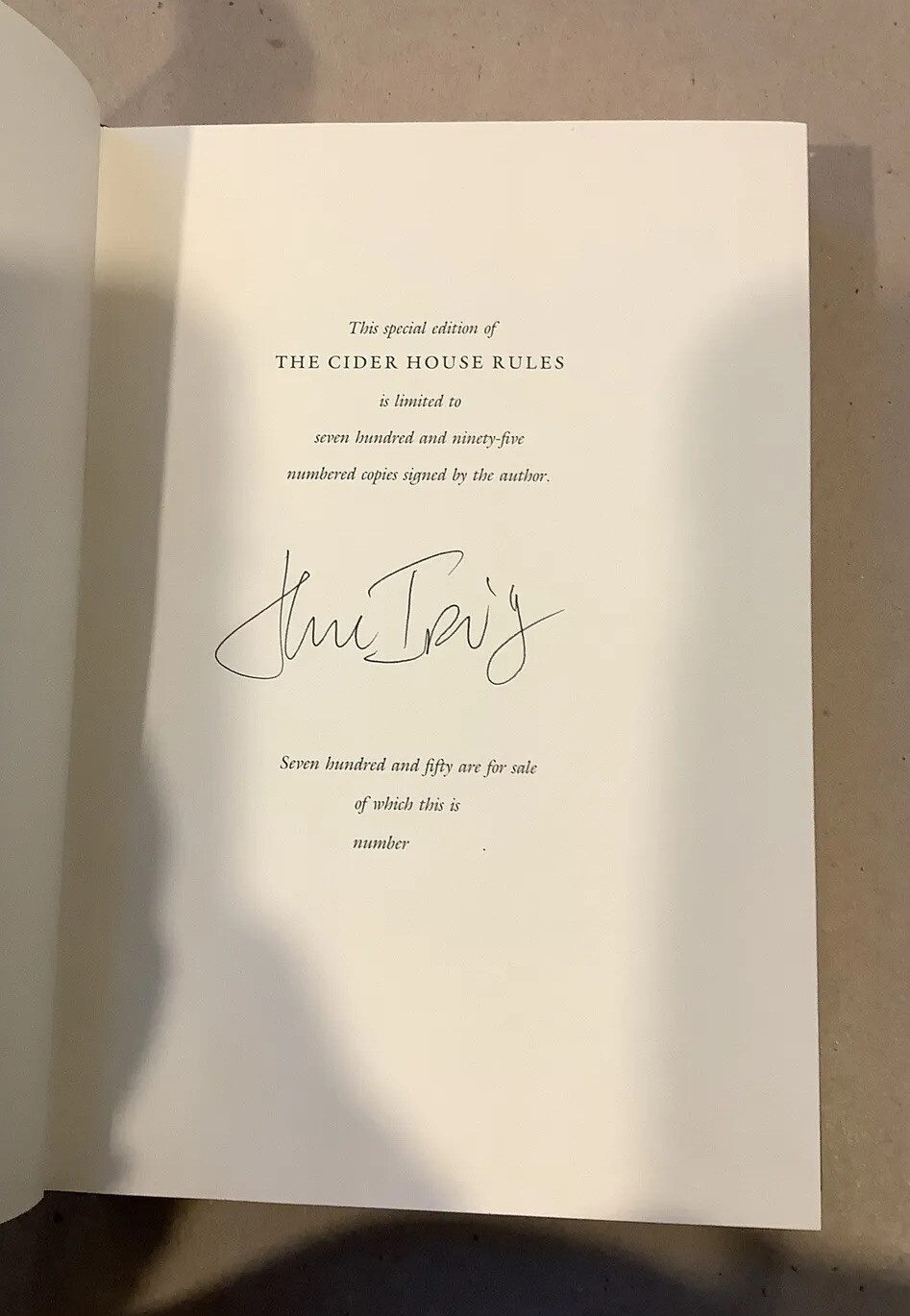 The Cider House Rules by John Irving SIGNED! Ltd Special Ed William Morrow 1985