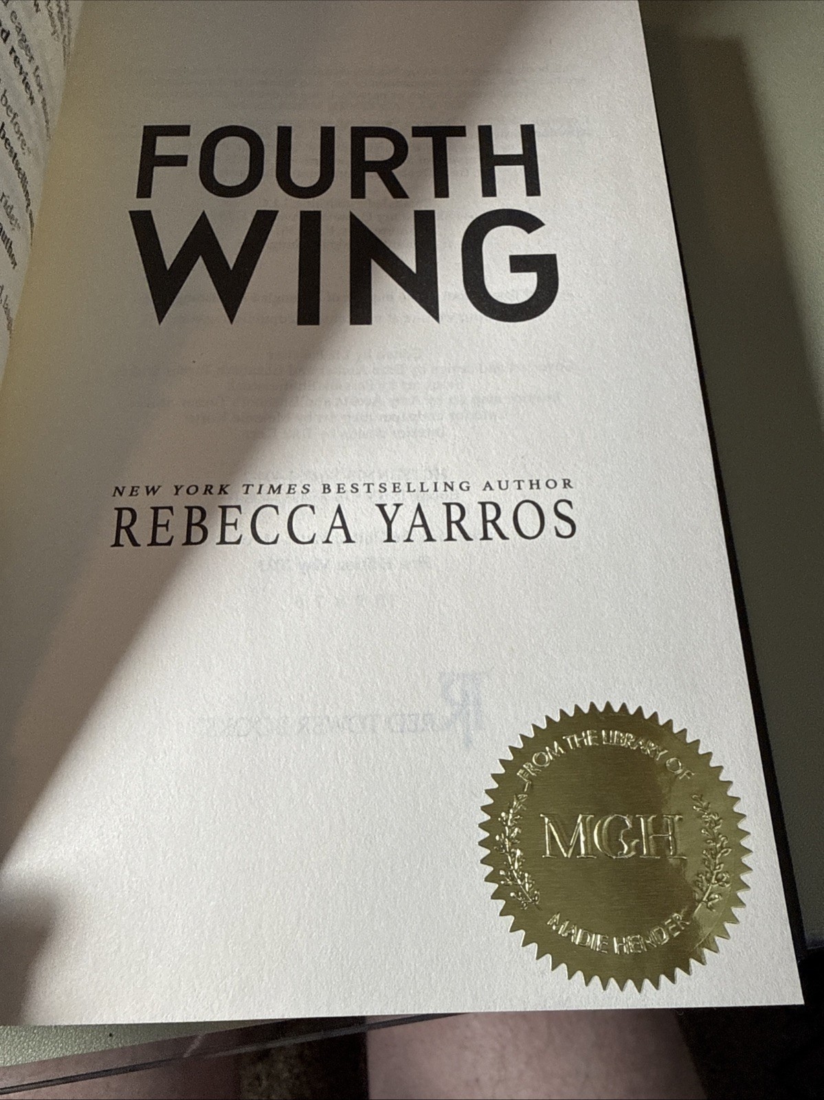 Fourth Wing by Rebecca Yarros, First Edition Good
