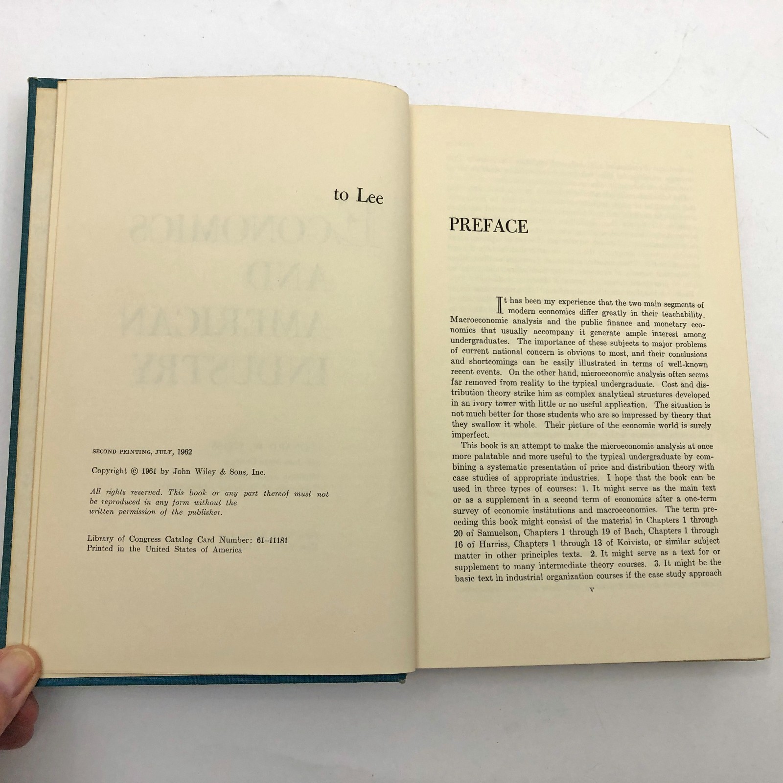 Economics and American Industry Hardcover Leonard W. Weiss 2nd Printing 1962