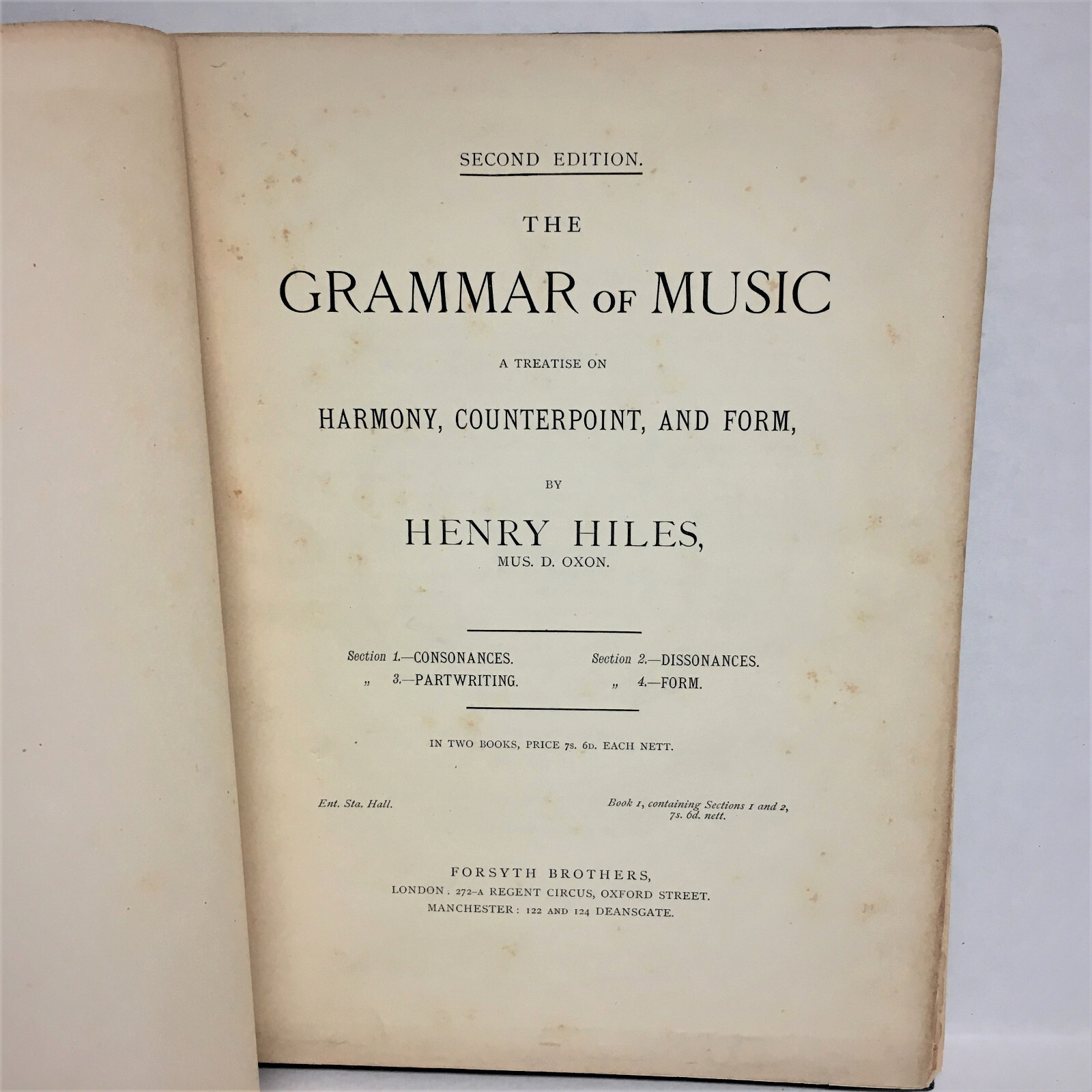 GRAMMAR OF MUSIC, VINTAGE HENRY HILES BOOK 1 DTD. 1879, 78 PAGES GOOD & ORIGINAL
